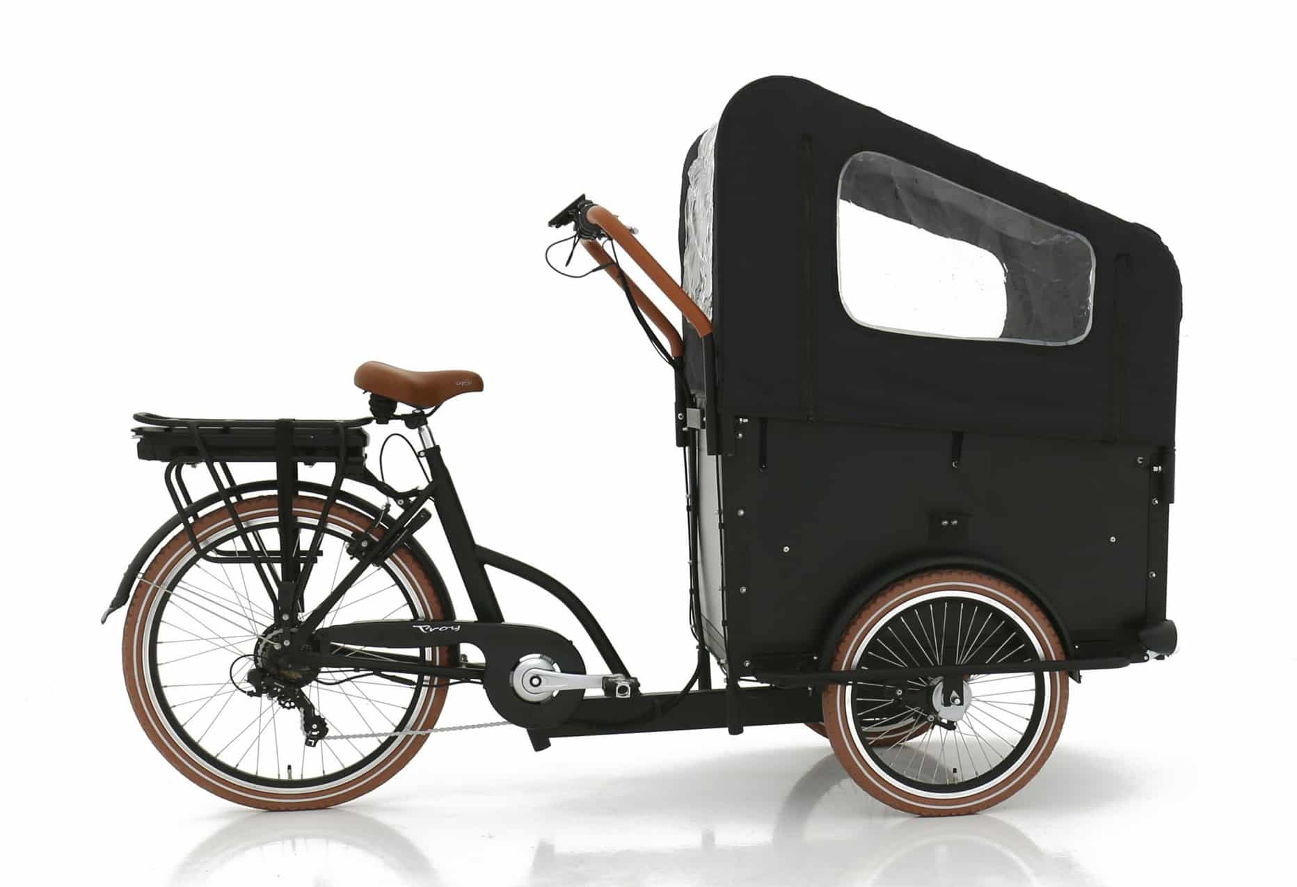 Vogue Troy Matt-Black/Bruin elektrische bakfiets driewieler